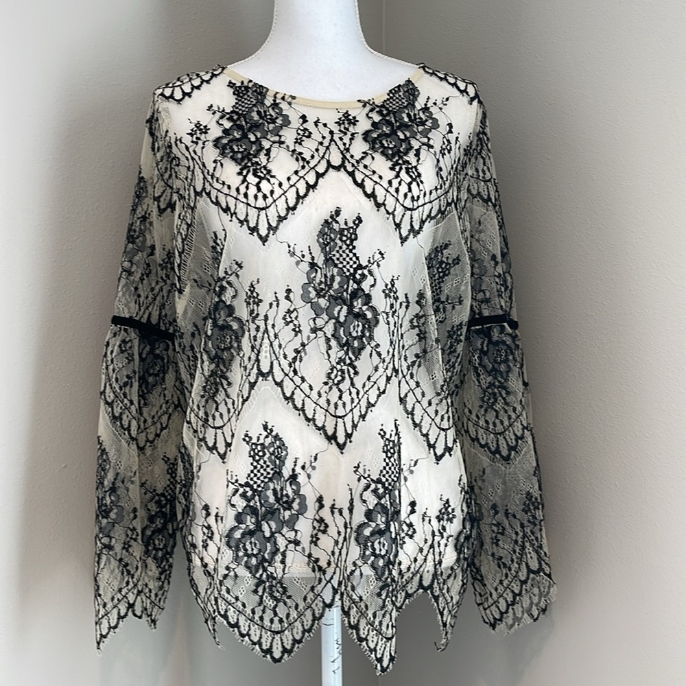 A Beautiful Soul | Boho Lace Blouse | Ivory & Black | Plus Size A/1X